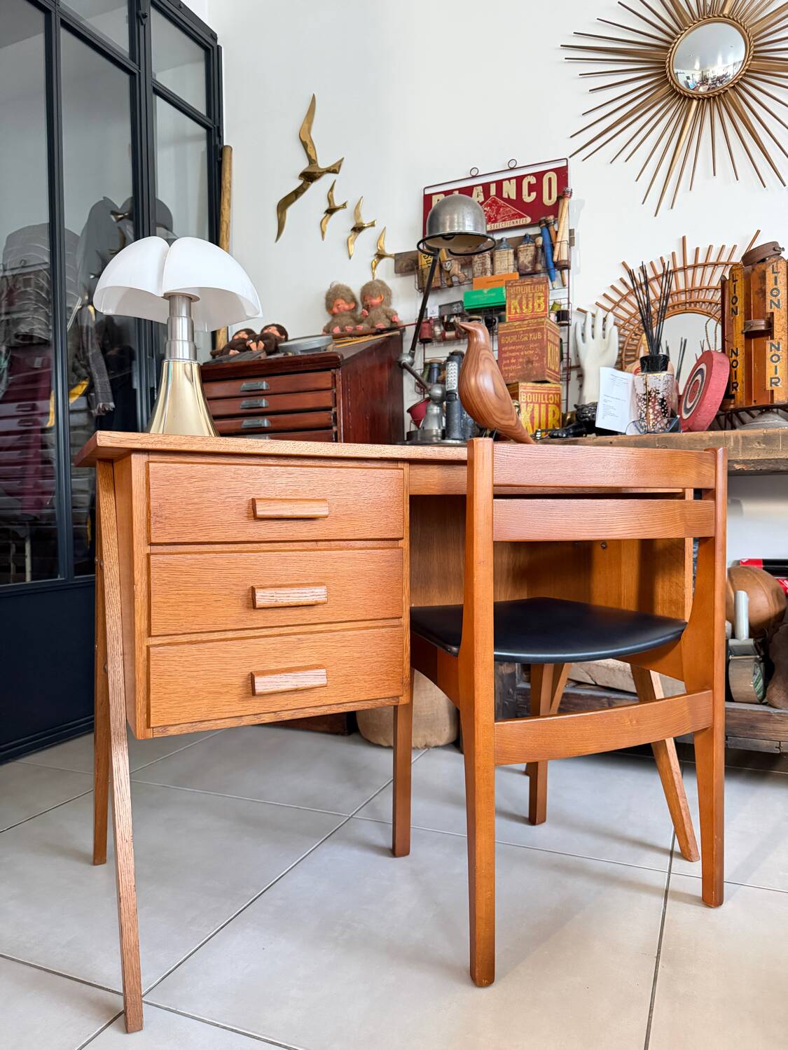 Vintage desk with tapered legs
