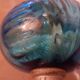 Former oil lamp foot metal silver blue glass