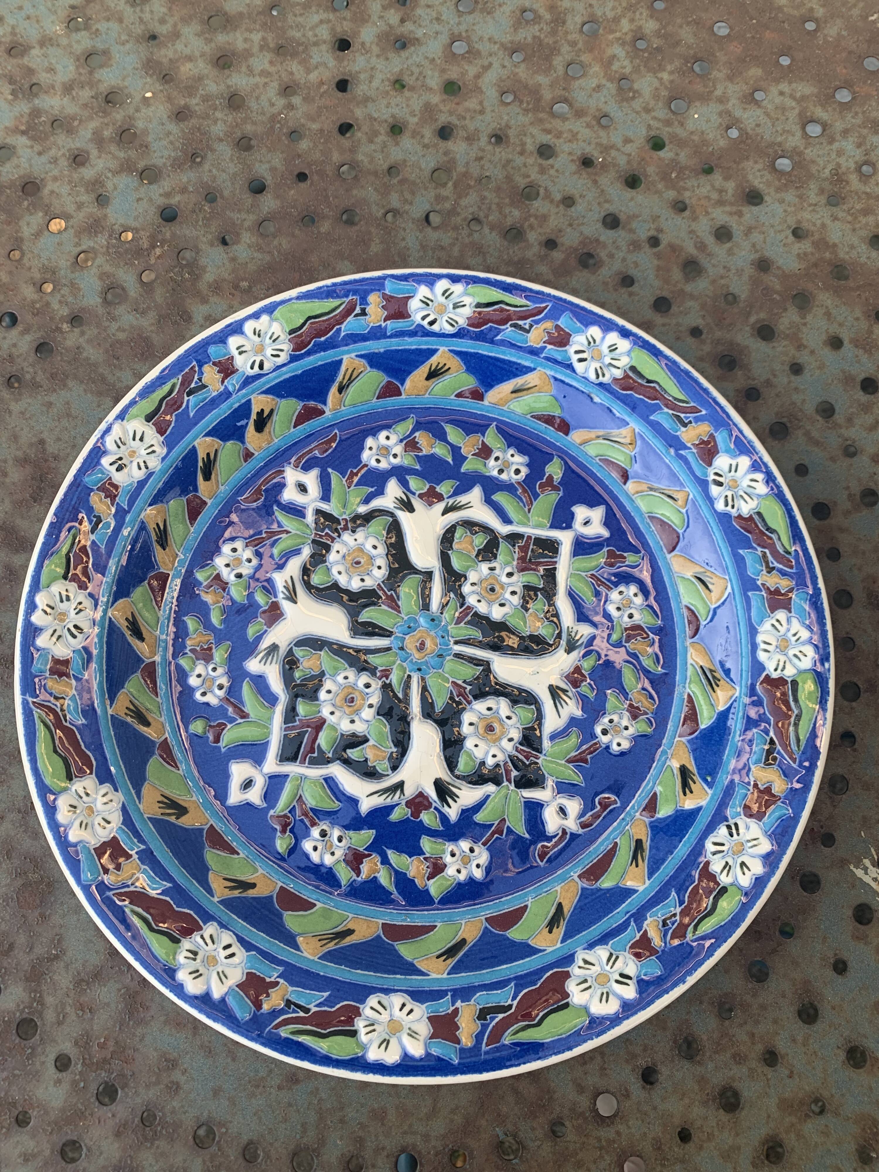 Handmade ceramic collector's plate, glazed with enamels, signed by Adiguzel Gini, Türkiye
