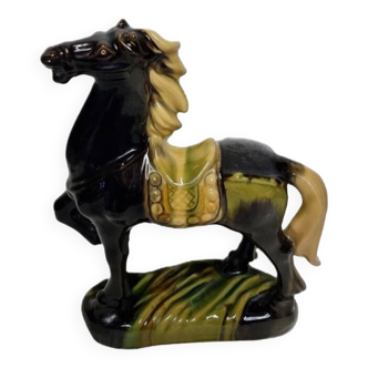 Tri-Color glazed Ceramic Tang Style Horse, 1980s