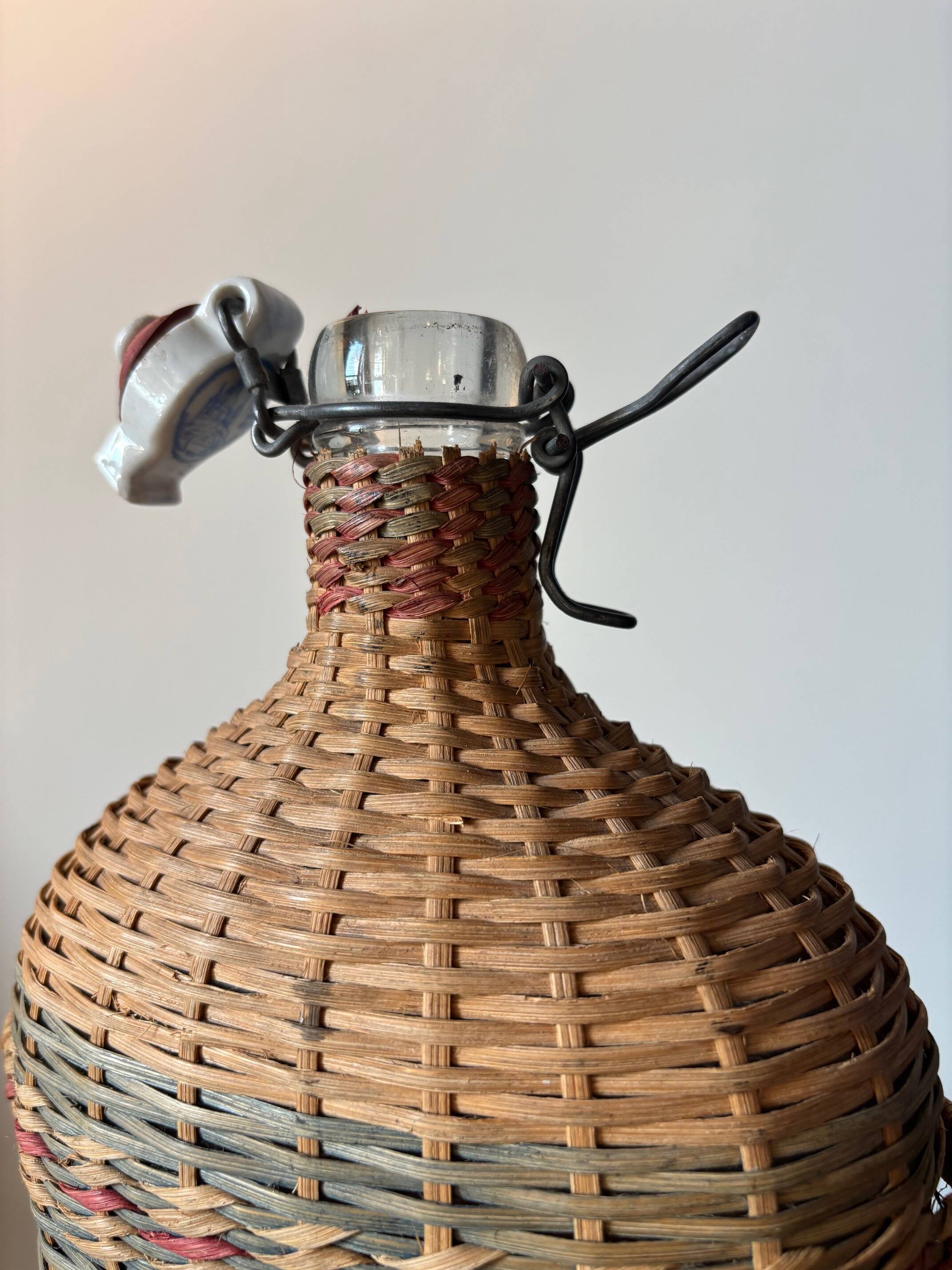 Wicker woven bottle