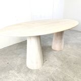 Vintage oval travertine dining table, 1970s