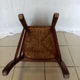 Series of 4 wooden chairs and straw