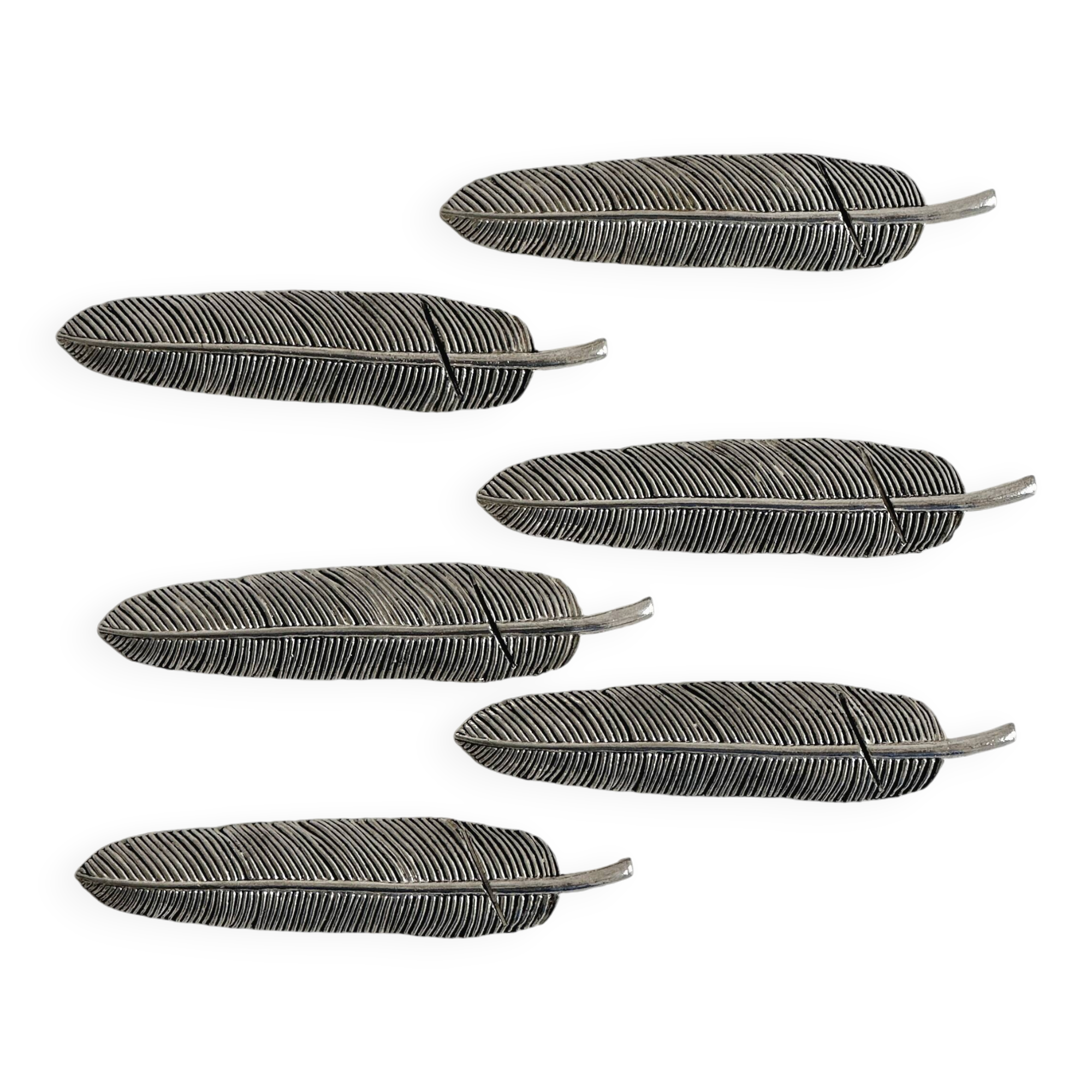 Set of 6 metal knife rests, name holders.