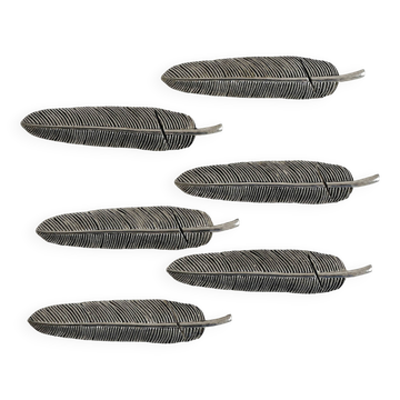Set of 6 metal knife rests, name holders.