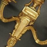 Pair of large wall lights, ram's heads, Louis XVI style - gilded bronze
