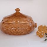 Soupière légumier vintage faïencerie Gien ambre