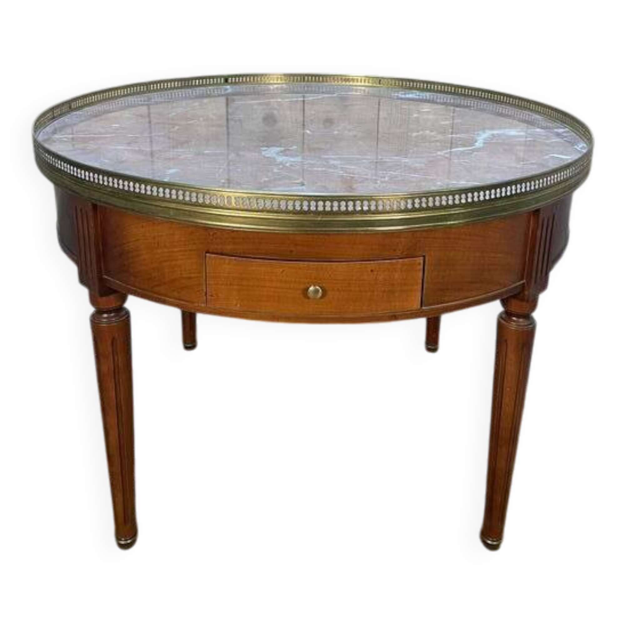 Table basse bouillotte de style Louis XVI marbre rose