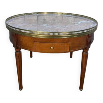 Table basse bouillotte de style Louis XVI marbre rose