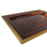 Hollywood regency brass and tortoiseshell lucite tray, Italy 1970s