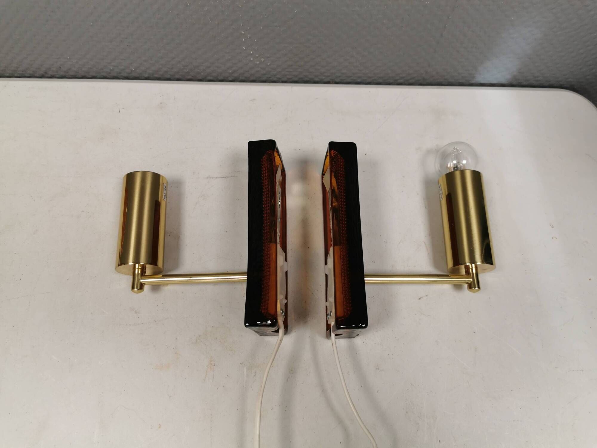 Wall lamps by Danish Vitrika with glass produced at Örrefors glass Sweden