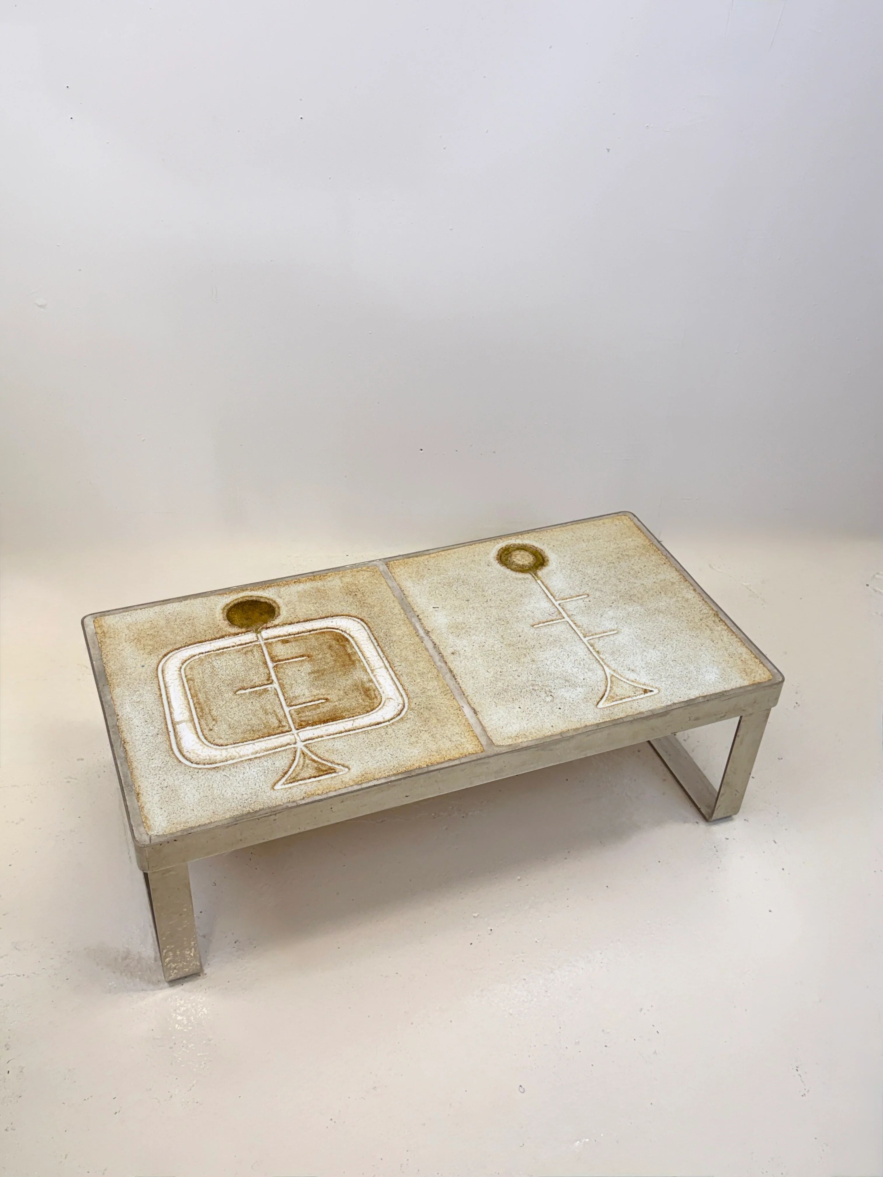 Table basse céramique / chrome — Jean Gregorieff, France, 1970s