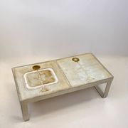Table basse céramique / chrome — Jean Gregorieff, France, 1970s