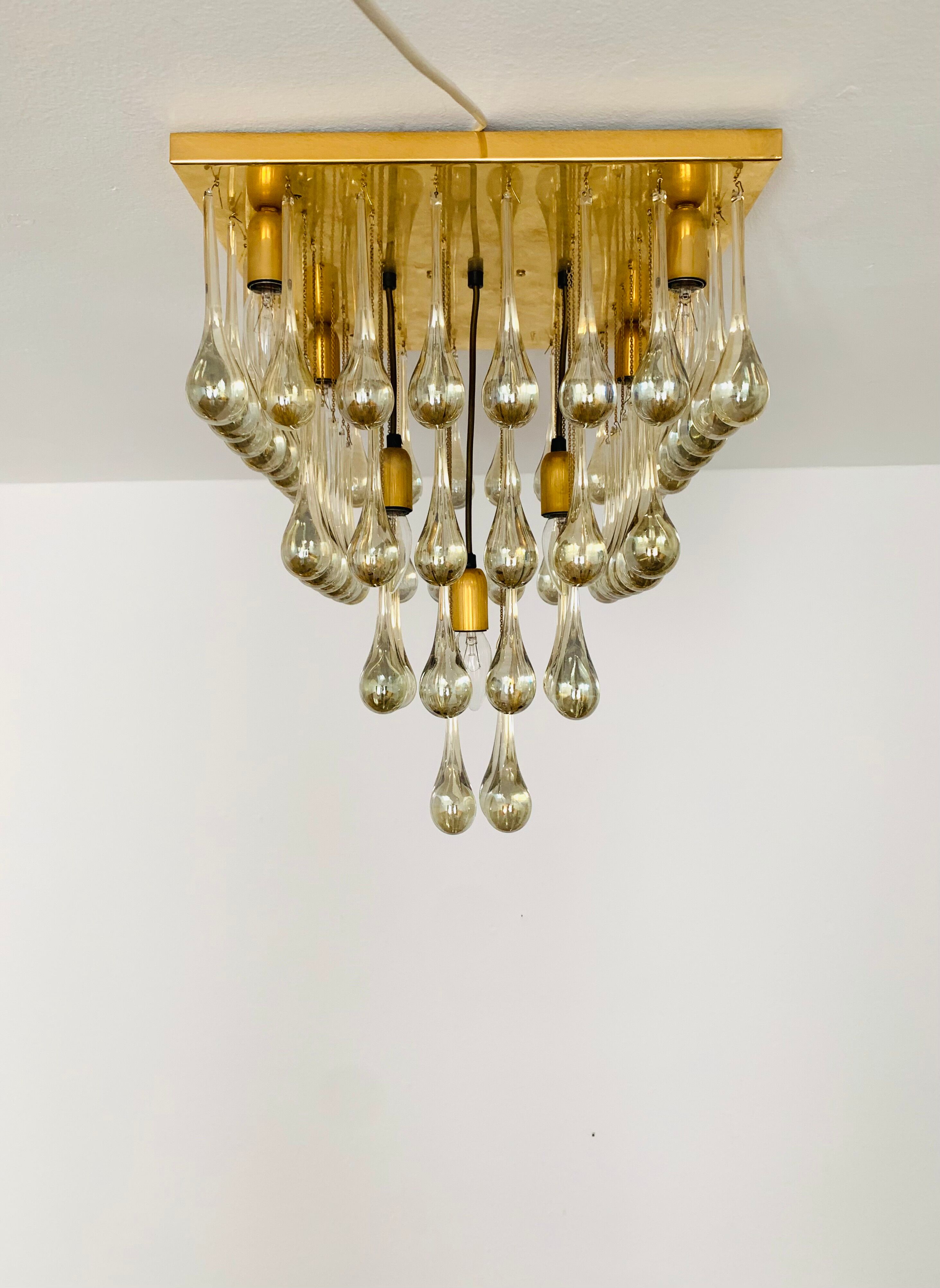 Chandelier en verre Flush par Ernest Palme
