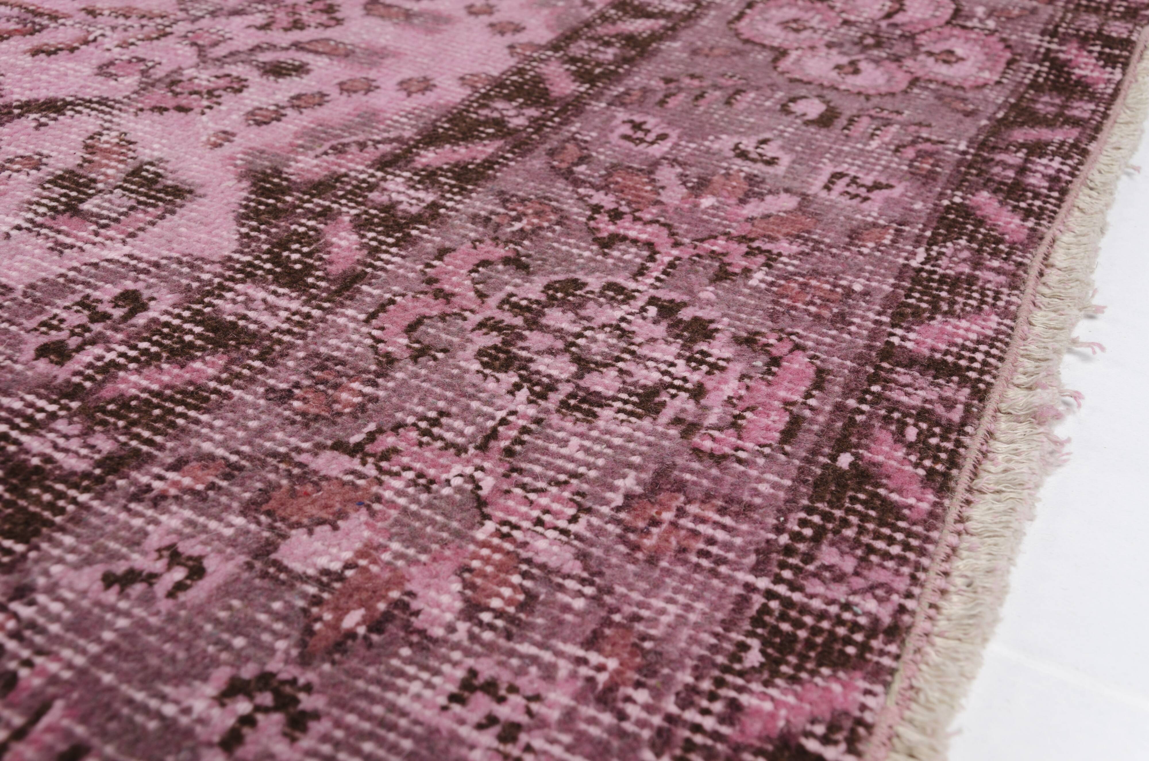 Light Pink Colour Handmade Vintage Turkish Rug