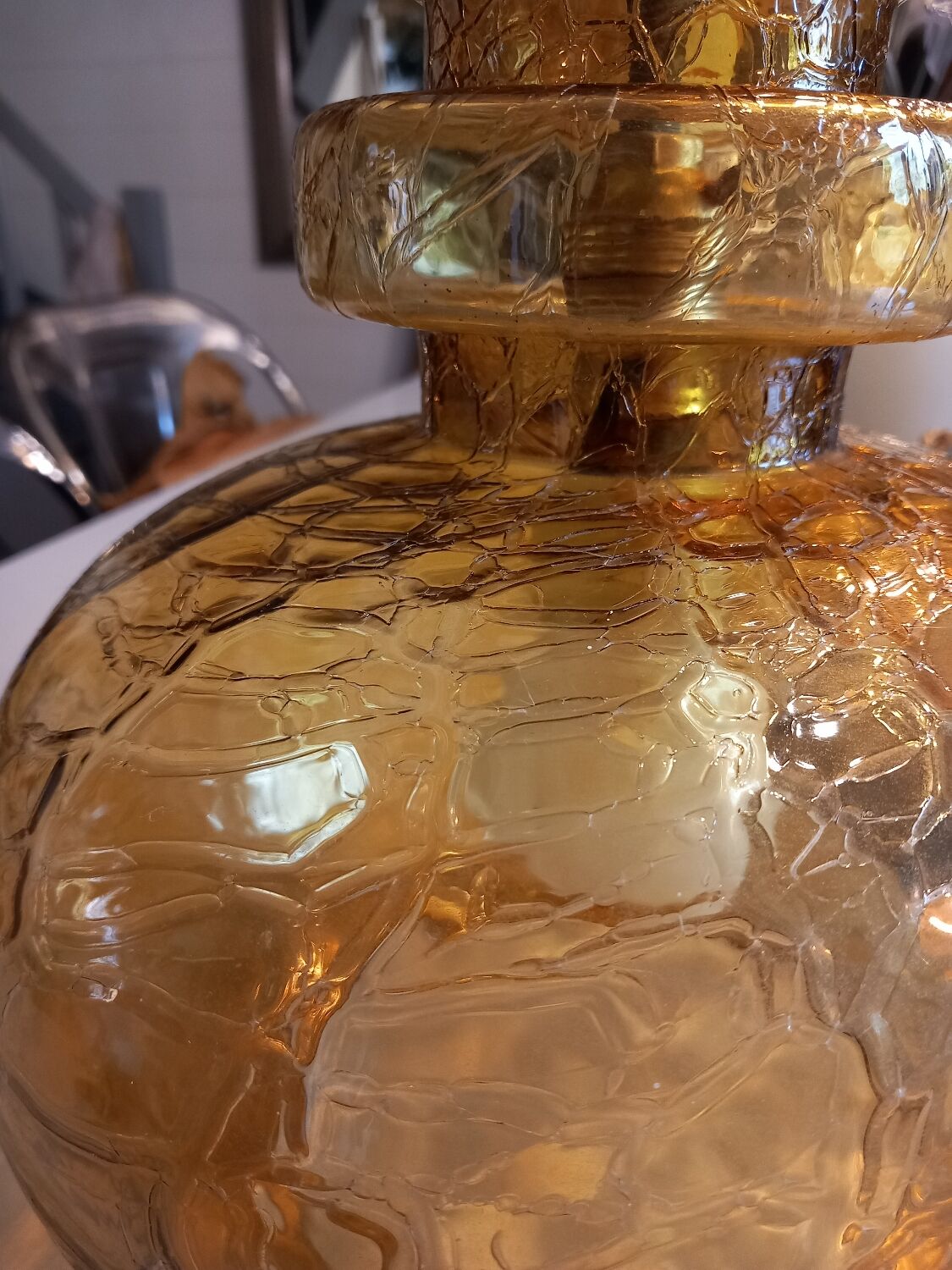Vintage molded glass pendant light