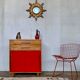 Small infilade vintage chest of drawers 2 sliding doors 2 drawers