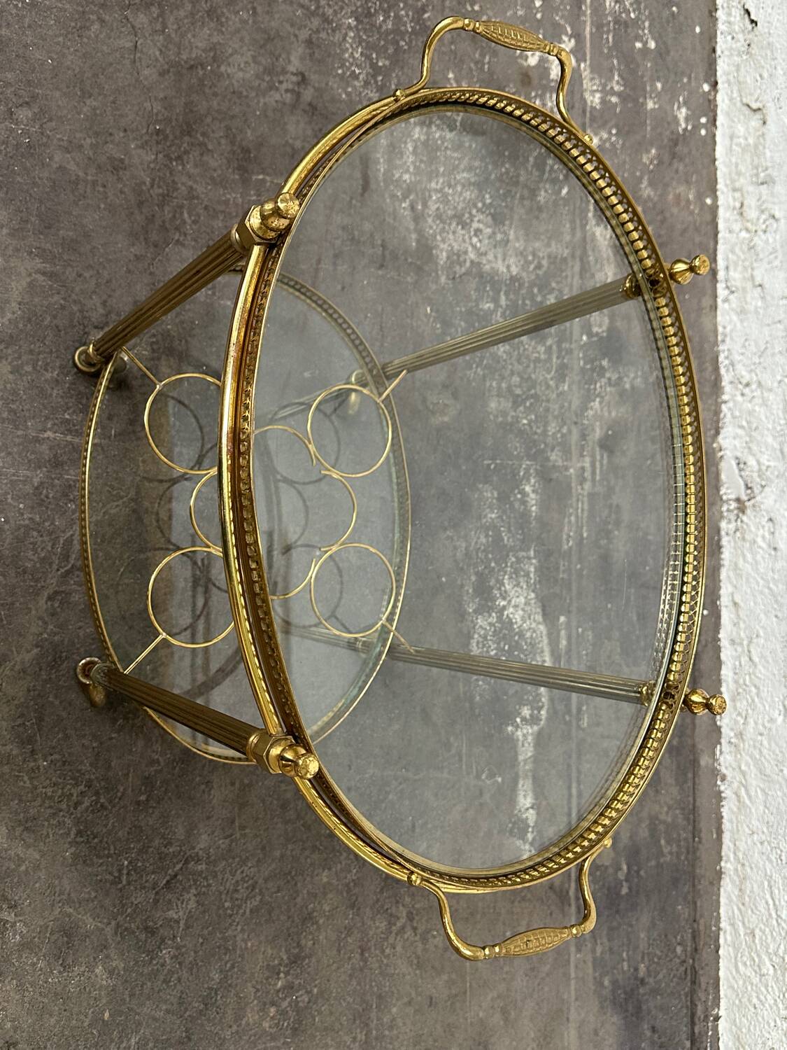 Rolling serving cart, brass service trolley