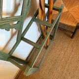 Porte manteau vestiaire art déco en bois patiné vert