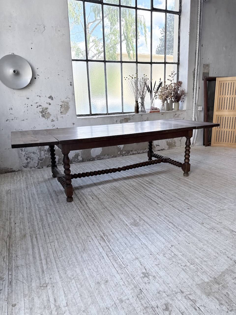 Solid oak table 1900 drapery style XL 280cm with extensions