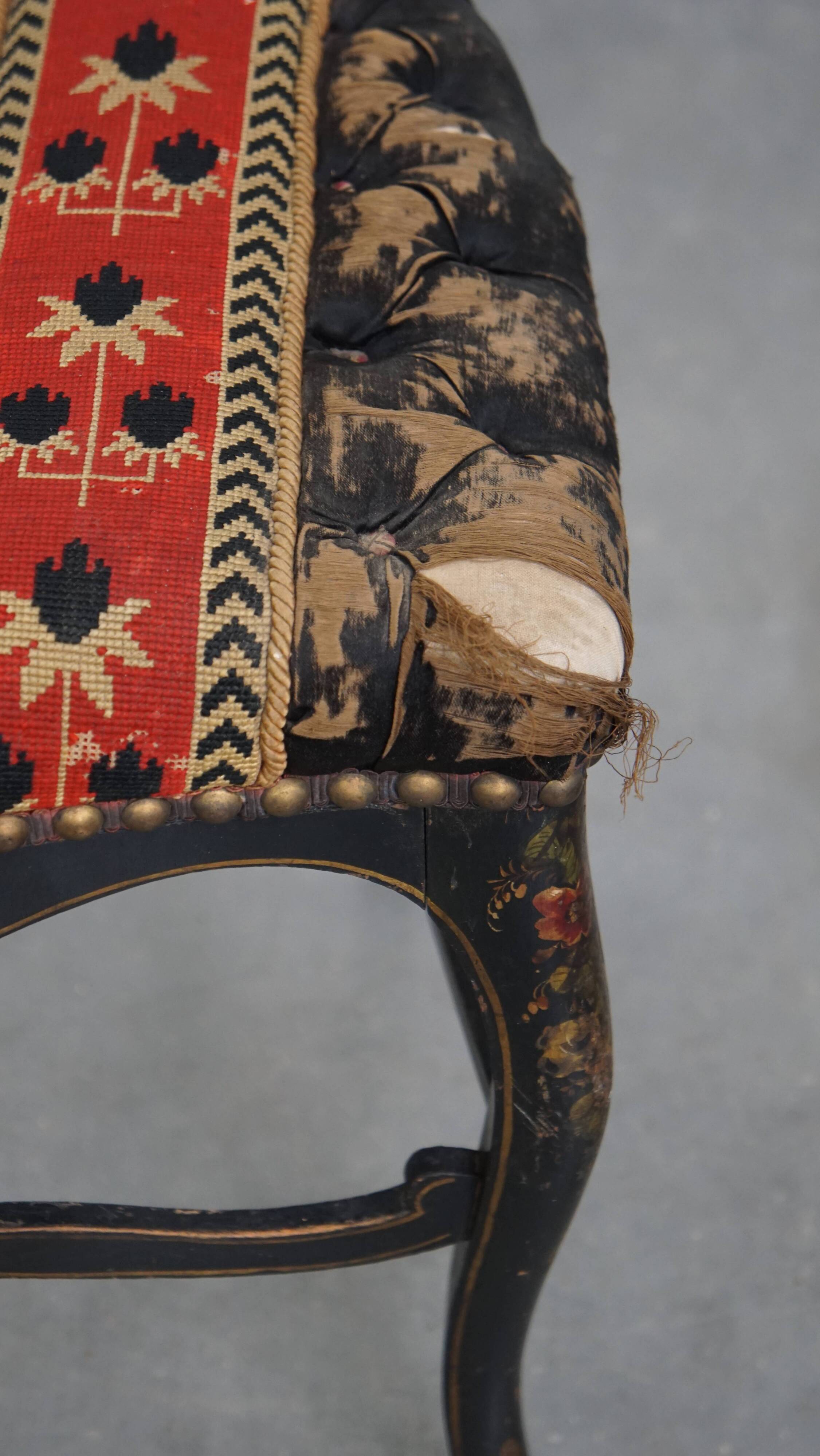 Antique French Napoleon III Chair Inlaid with Mother-of-Pearl