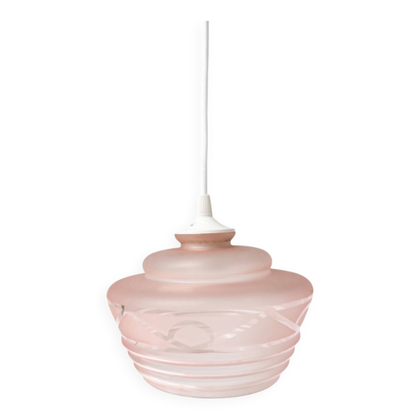 Lampe de plafond en verre rose (à l'unité), années 1960