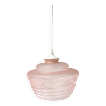 Lampe de plafond en verre rose (à l'unité), années 1960