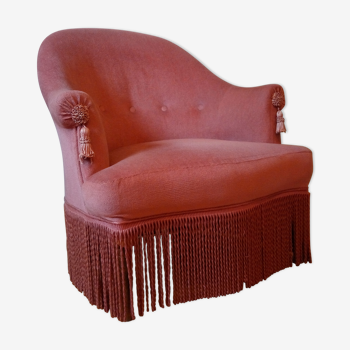 Fauteuil crapaud rose poudré