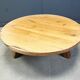 Large tripod round wooden brutalist coffee table, 1960s