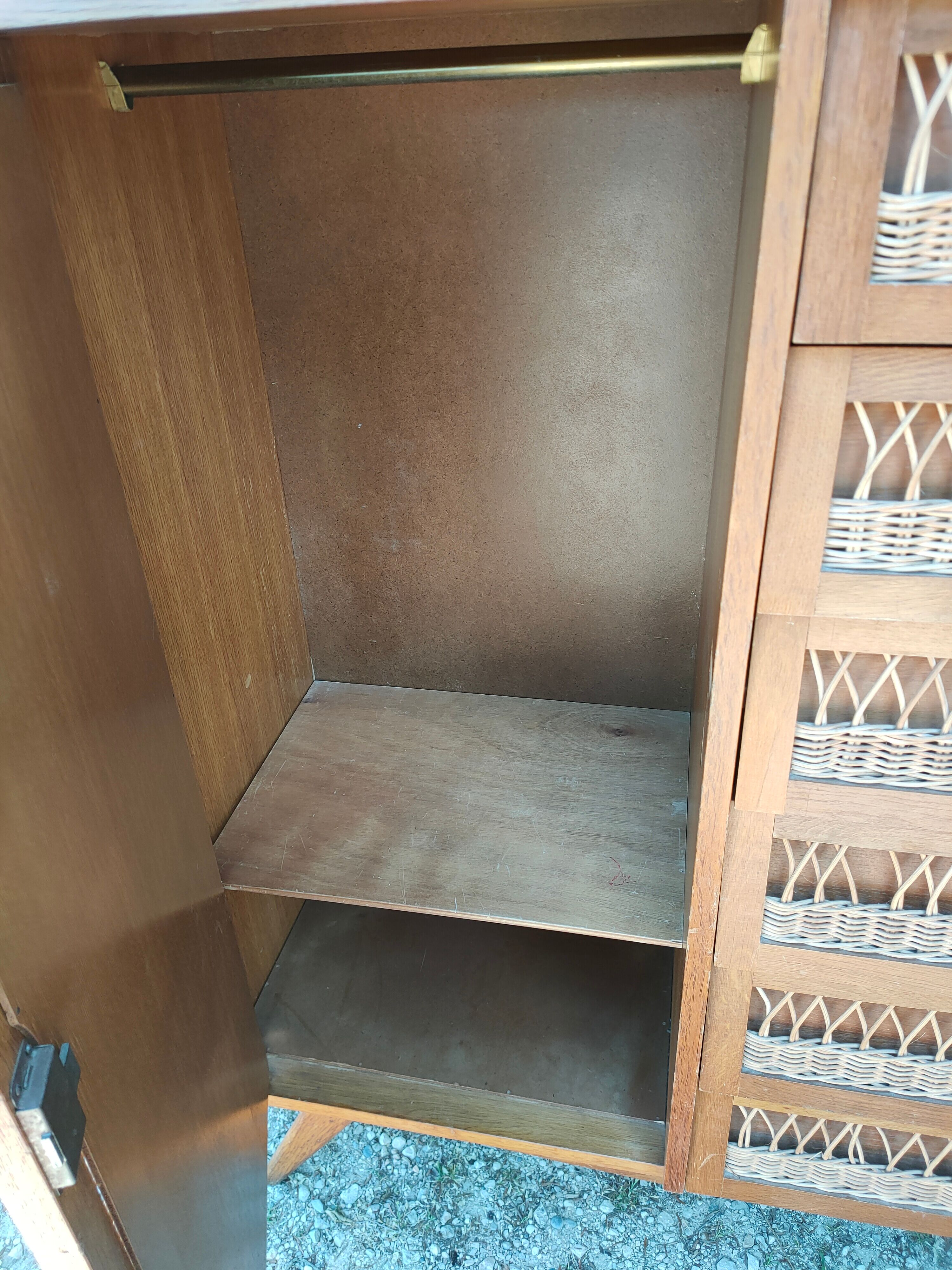 Wardrobe, vintage rattan wardrobe