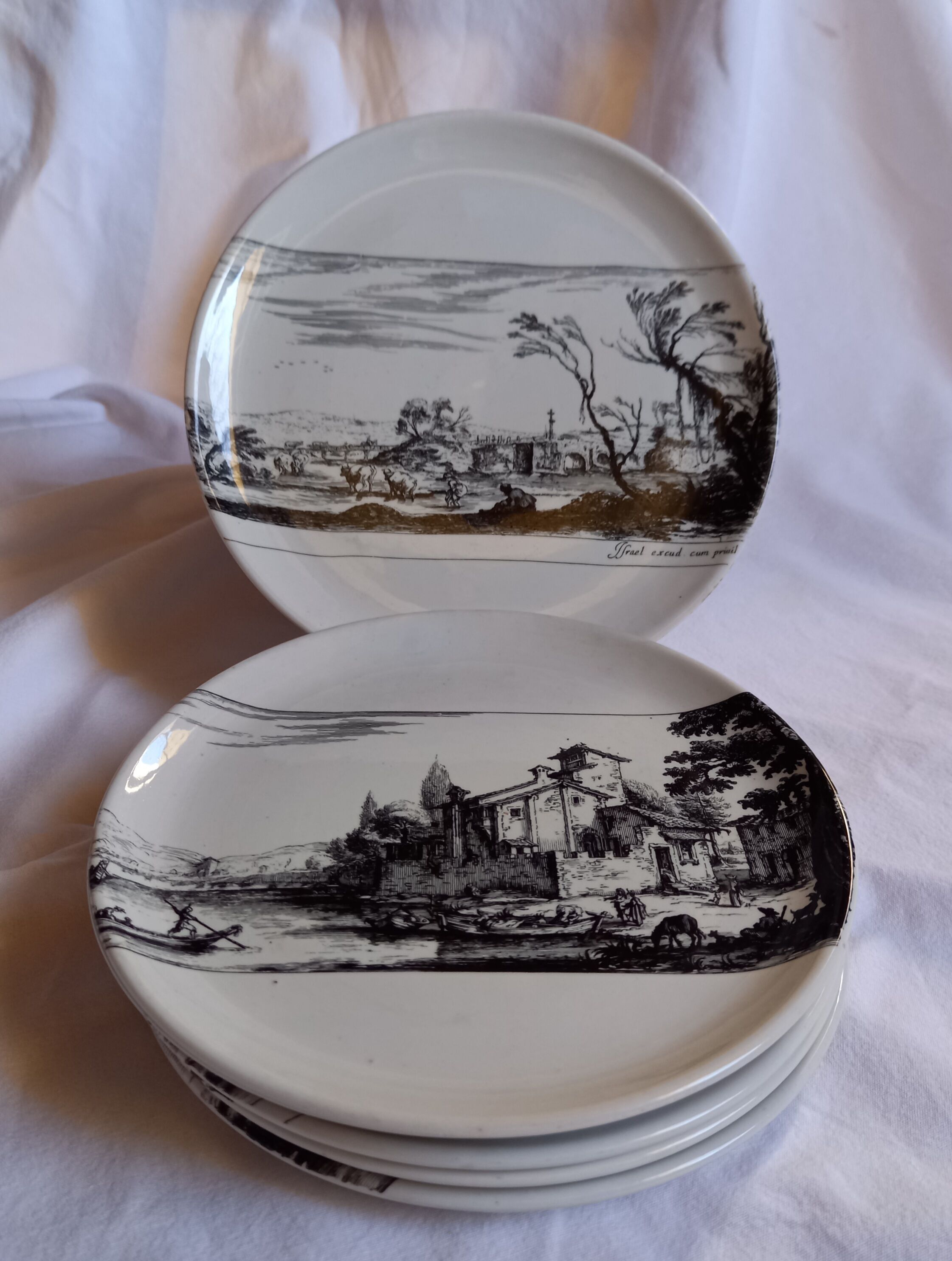 6 white plates decorations engravings Piranese