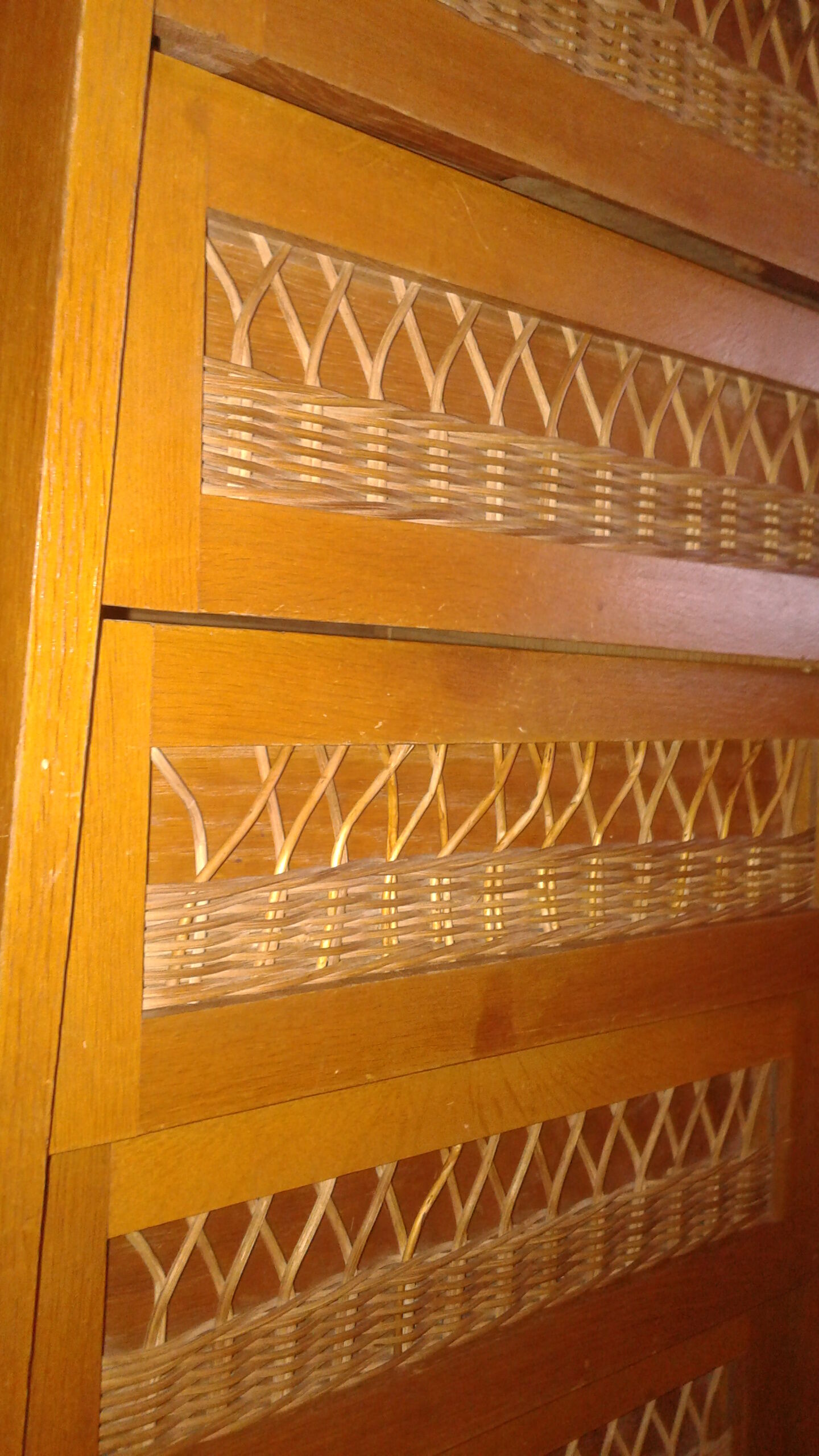 Dresser chest of drawers vintage wood and wicker feet compass