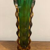 green and orange Murano vase