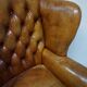Vintage Cognac Leather Wingback Chesterfield Armchair, England 1940s