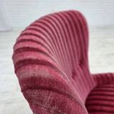 1960s, Danish armchair, original striped red furniture velour.