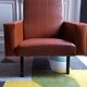 Camel armchair in leatherette years 70/80 feet compass
