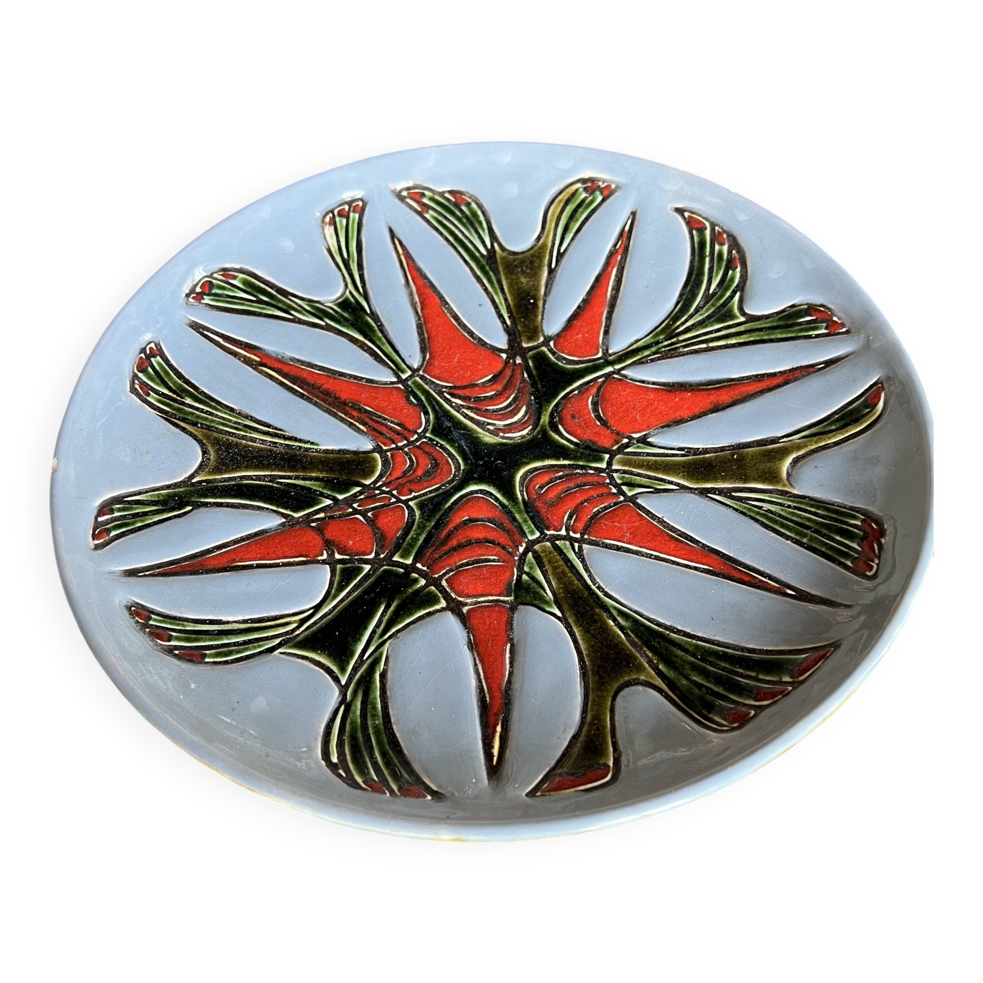 Glazed ceramic wall plate, 1960s
