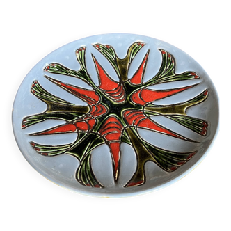 Glazed ceramic wall plate, 1960s