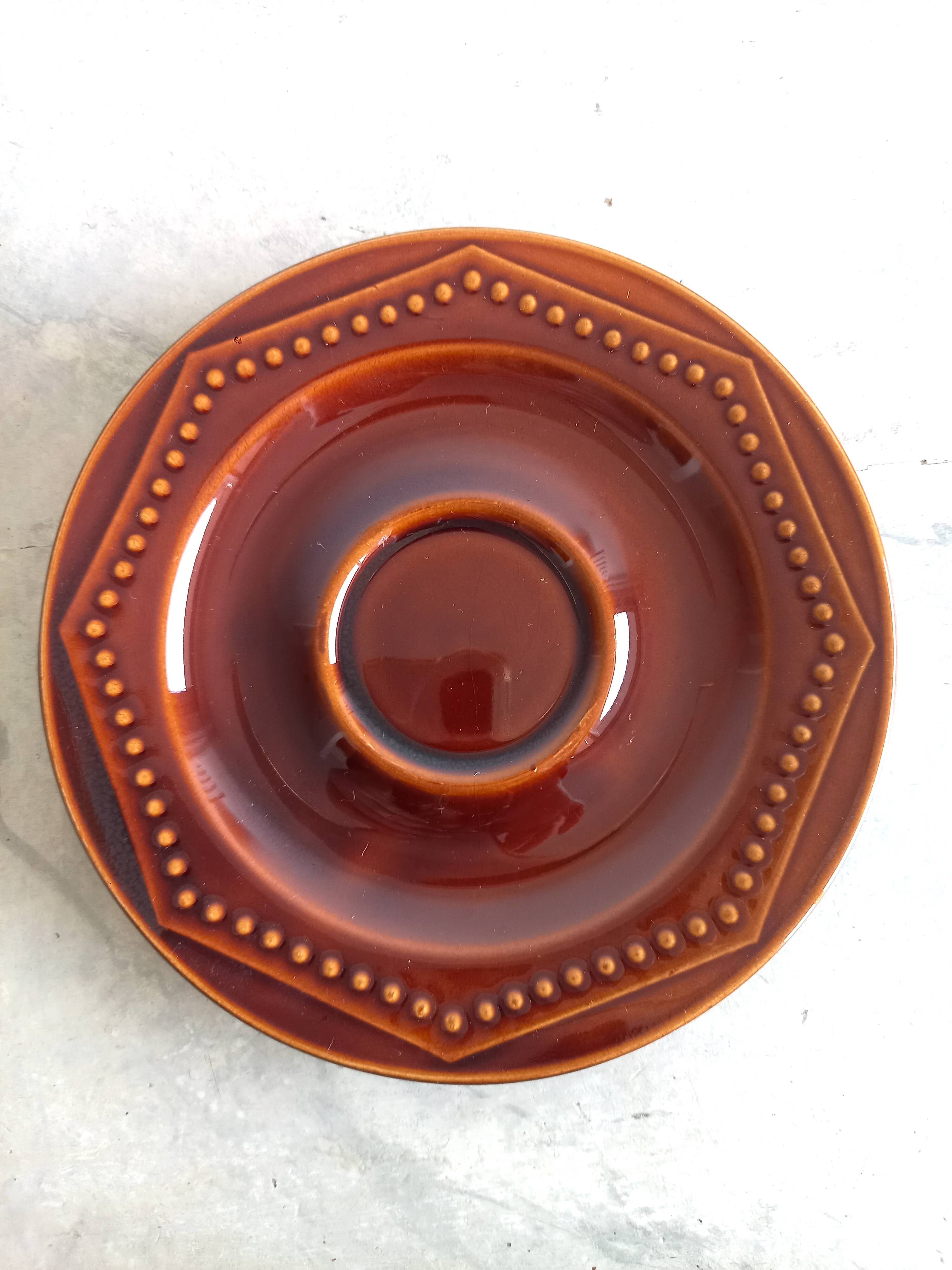 Set of 8 Vintage (1970) Belgian Brown Coffee/Tea Cups and Saucers