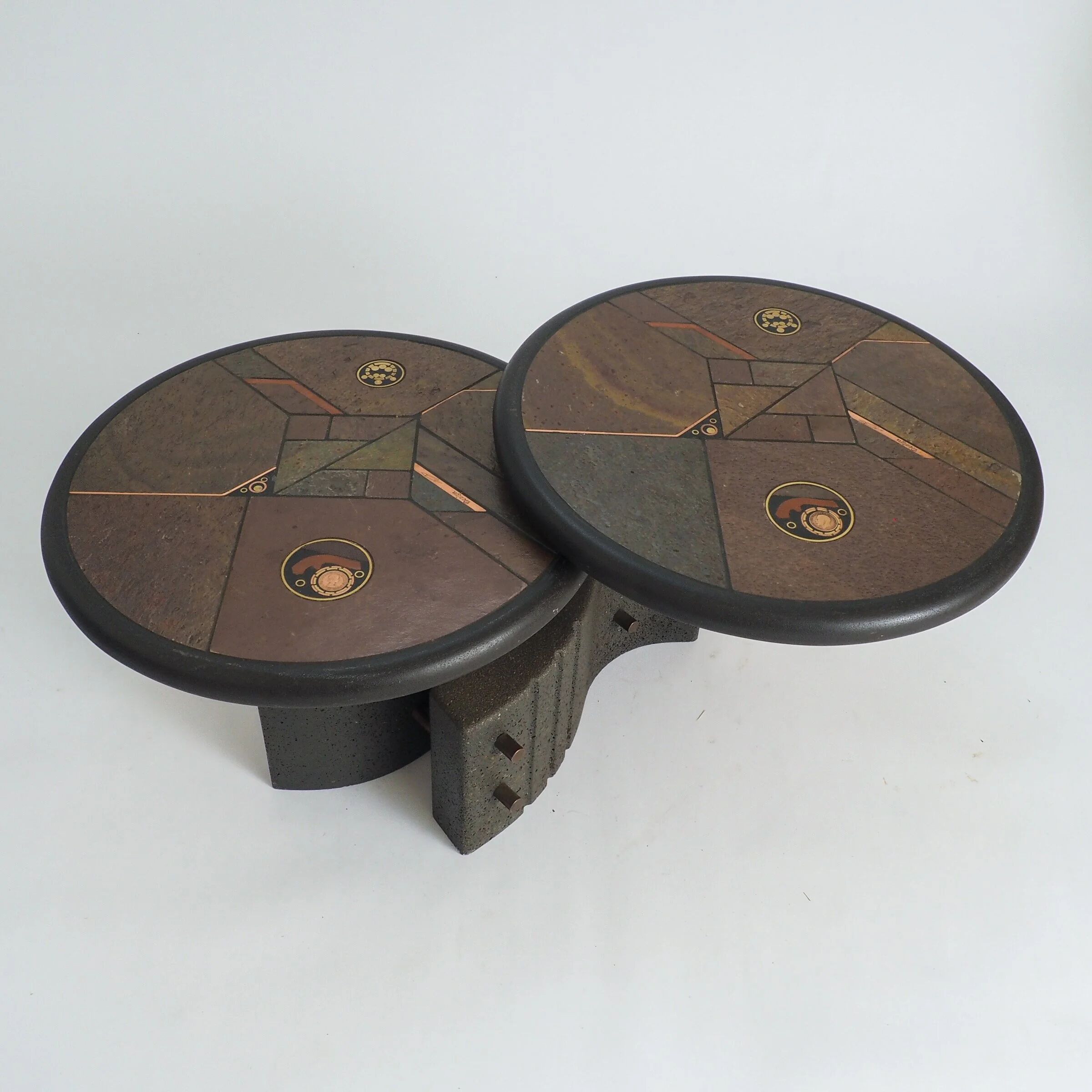 Rare two-tier modular brutalist coffee table by Paul Kingma