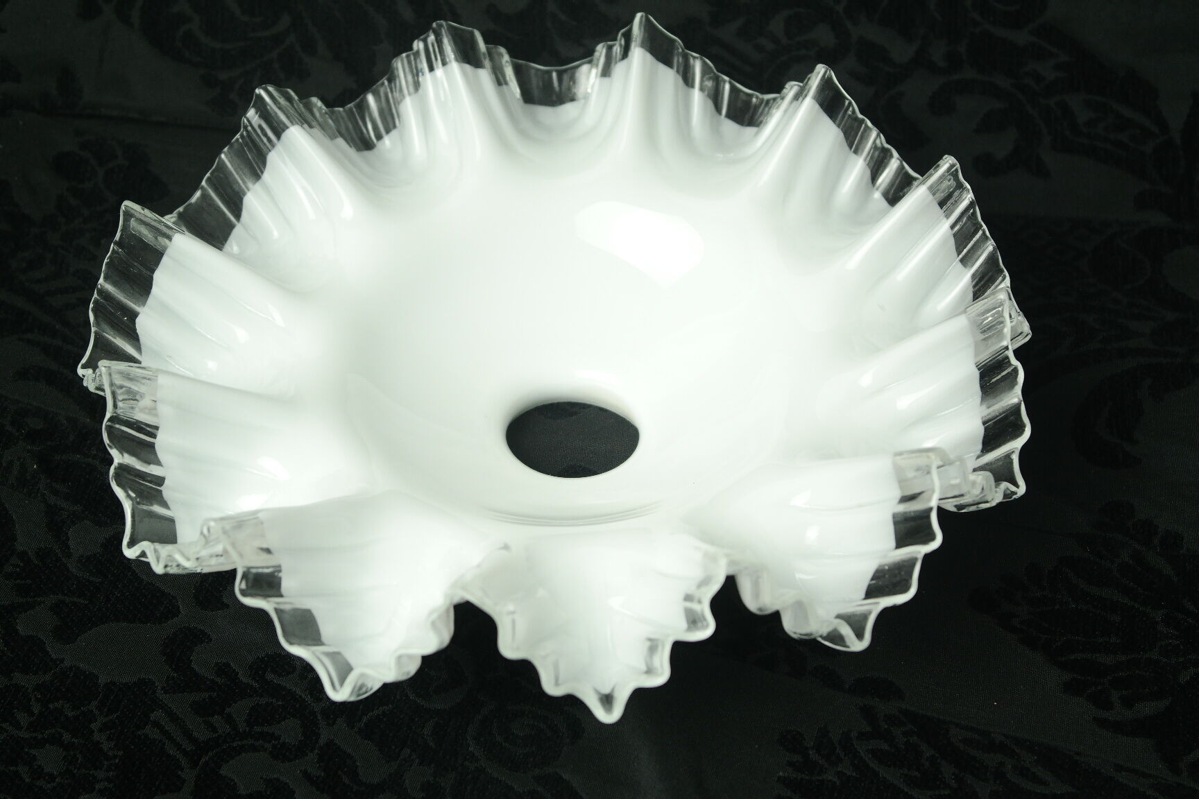 Toothed white opaline lampshade 30s