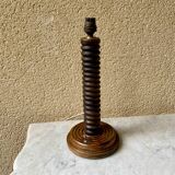 Vintage turned wooden lamp from the 1960s in the style of Charles Dudouyt.