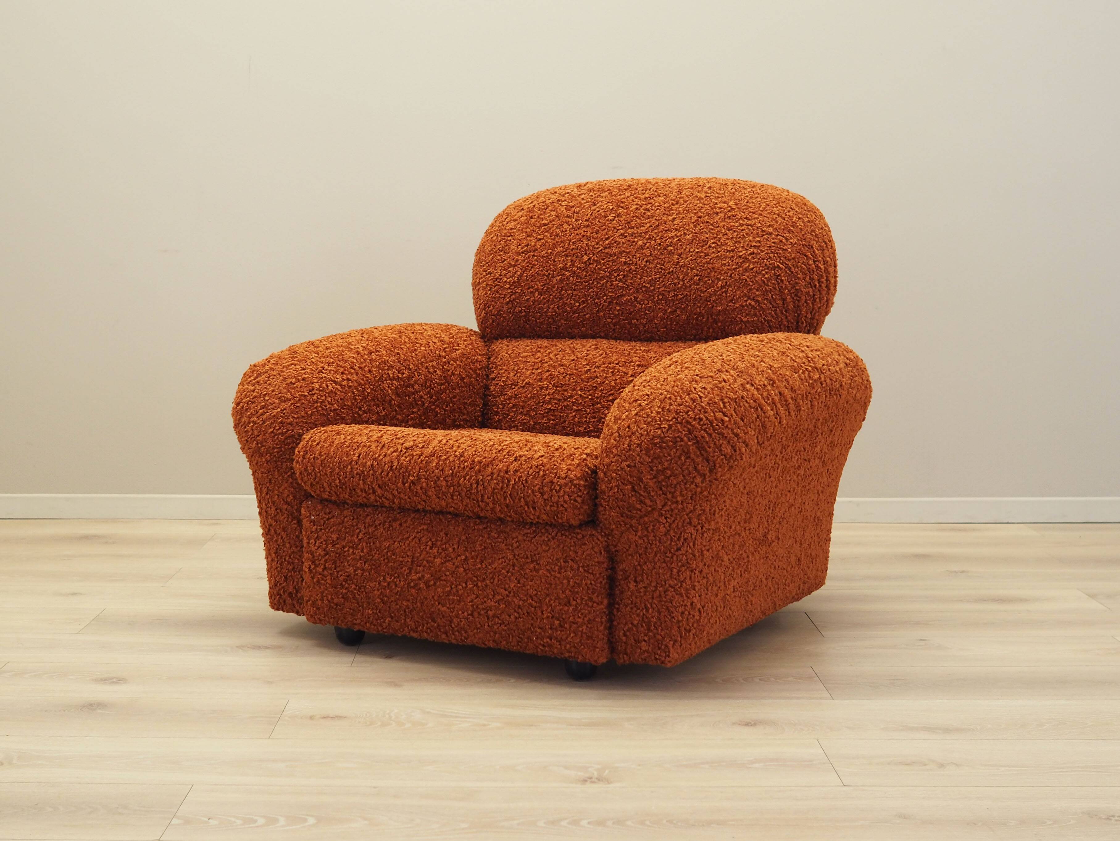 Orange armchair, Italian design, 1970s, production: Italy
