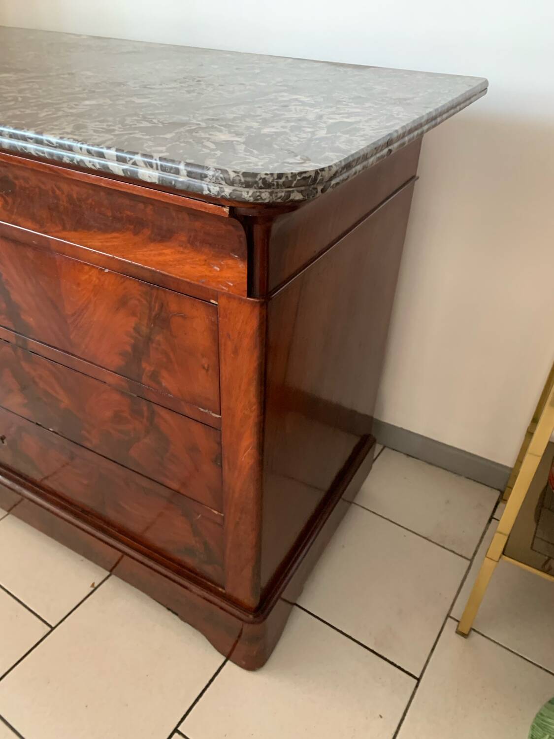 Louis Philippe Commode Mahogany Marble 19th Century