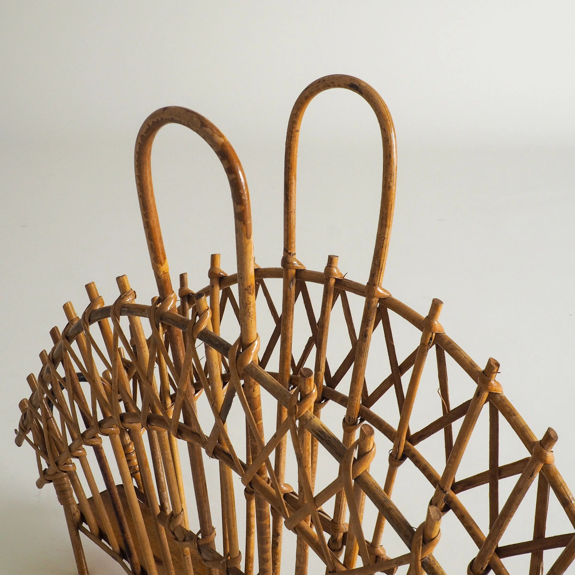 Mid-century rattan magazine holder