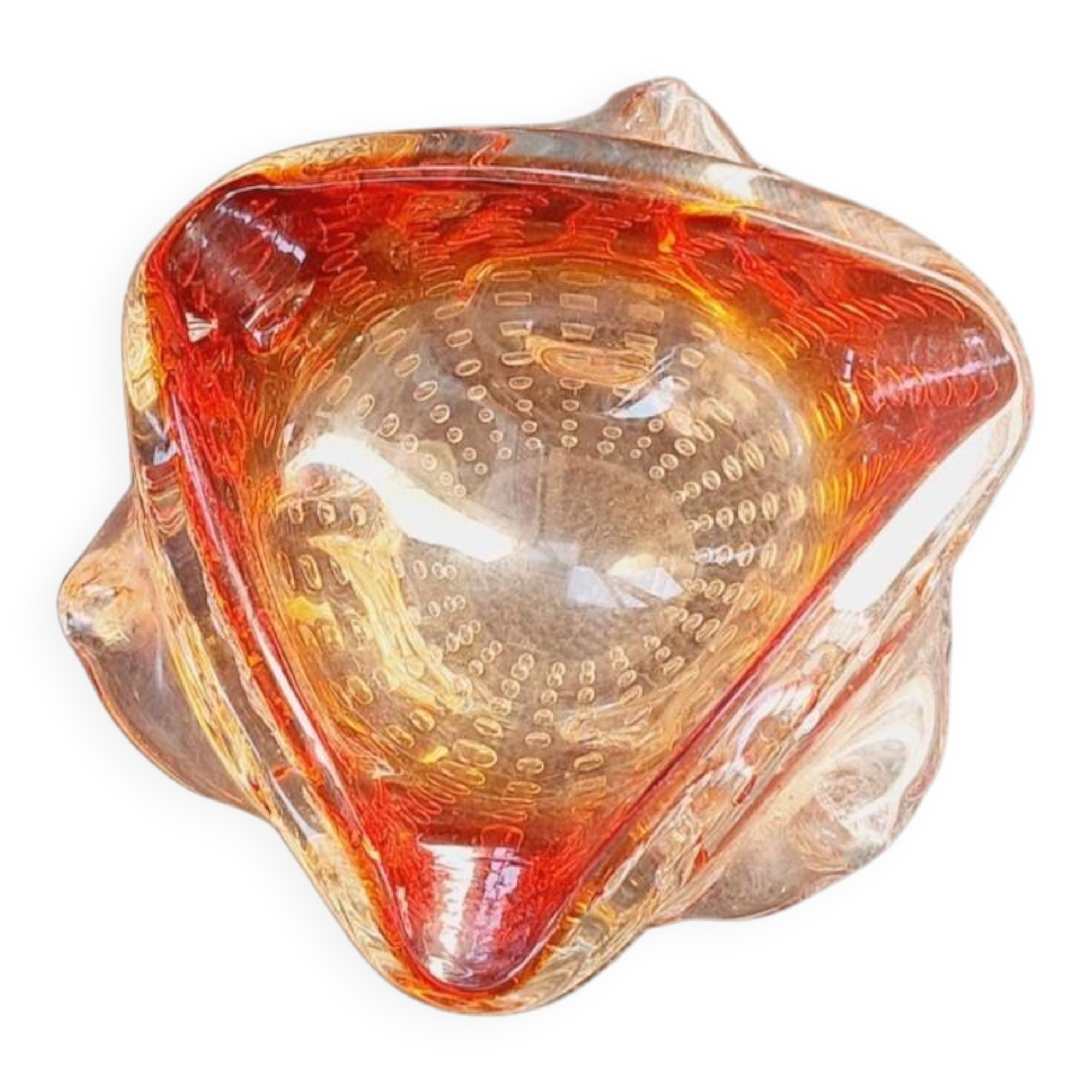 Vintage empty pocket ashtray bubble glass