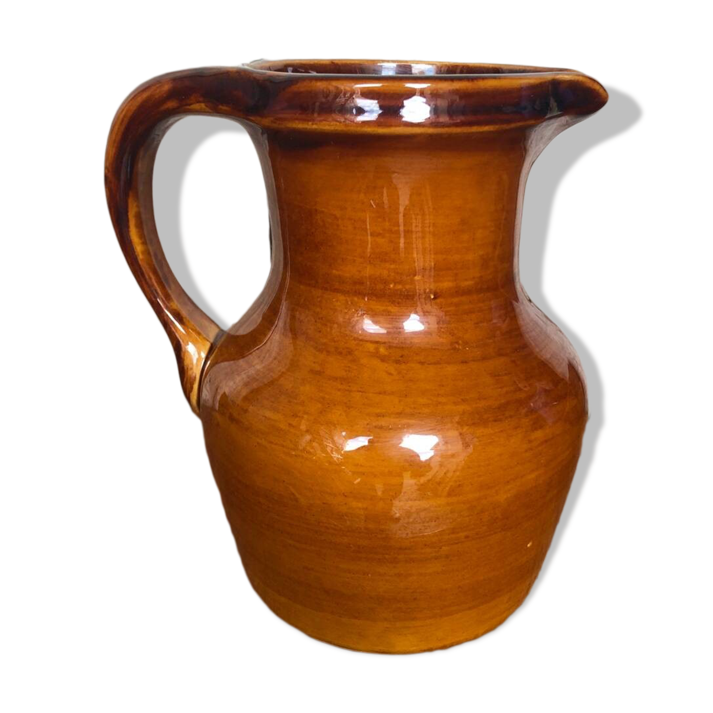 Old ST CLÉMENT vintage brown ceramic pitcher