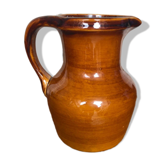 Old ST CLÉMENT vintage brown ceramic pitcher