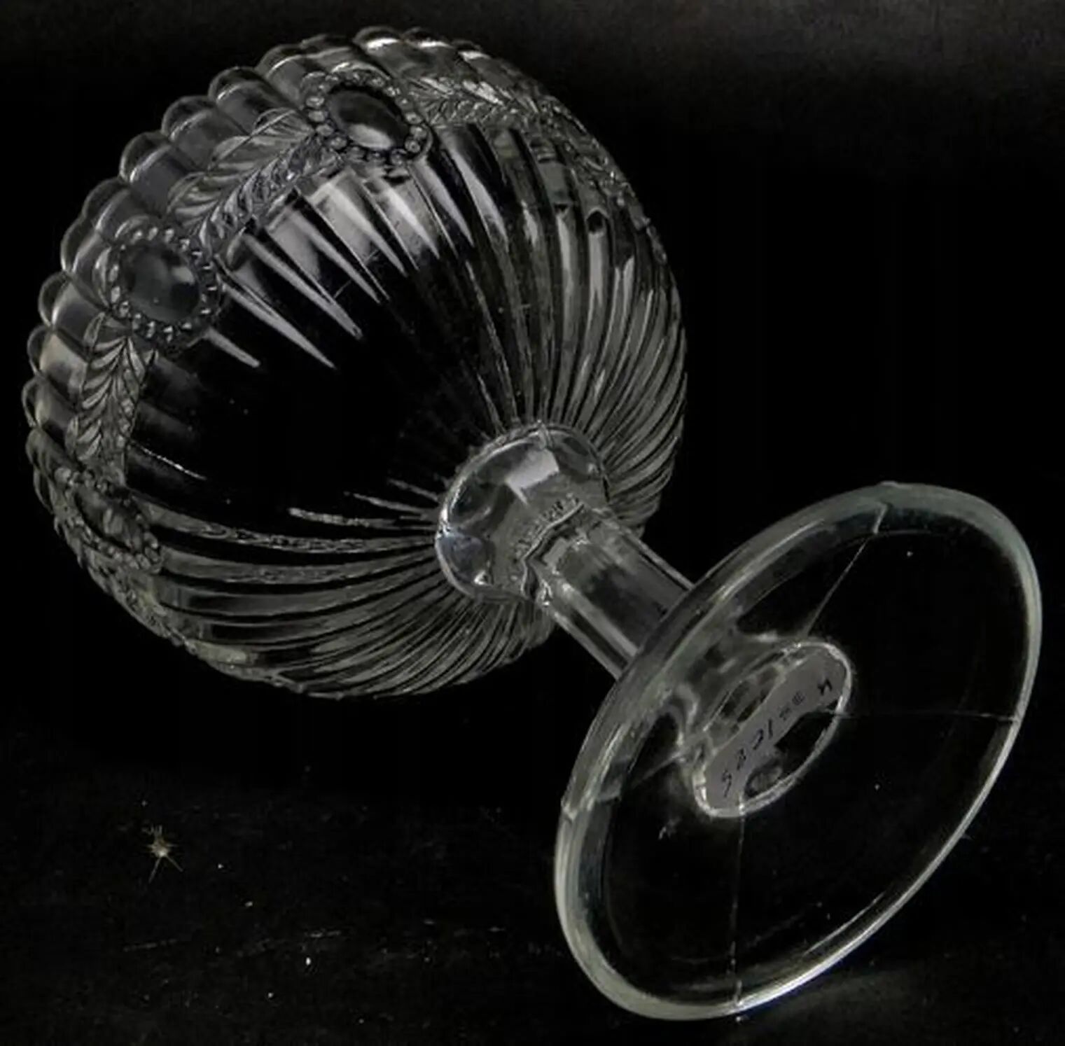 Basket-shaped pressed glass sugar bowl, Ząbkowice, Poland, 1970s