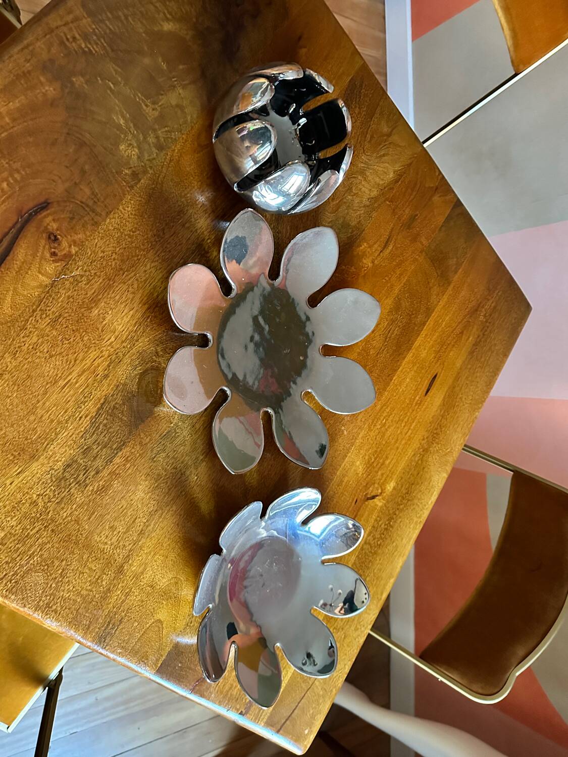 Vintage water lilies 3 silver ceramic dishes